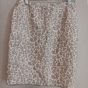 LOFT Cream and Gray Pencil Skirt